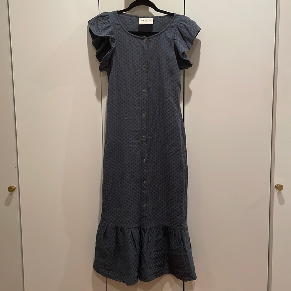 Cecilie Copenhagen Textured flutter sleeve midi dress